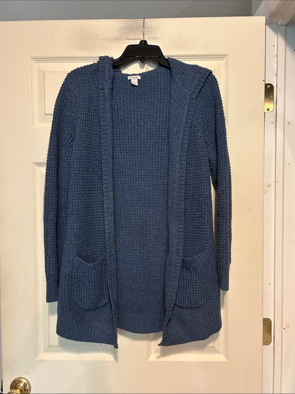L.L. Bean Navy Blue Open-Front Hooded Cardigan Size Petite Small